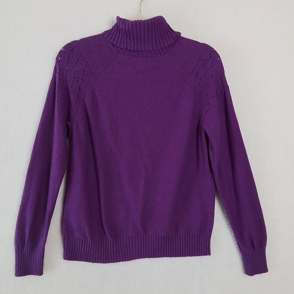 Banana Republic Cotton Blend Knit Turtleneck Sweater Size Petite Small in Purple - Picture 2 of 11
